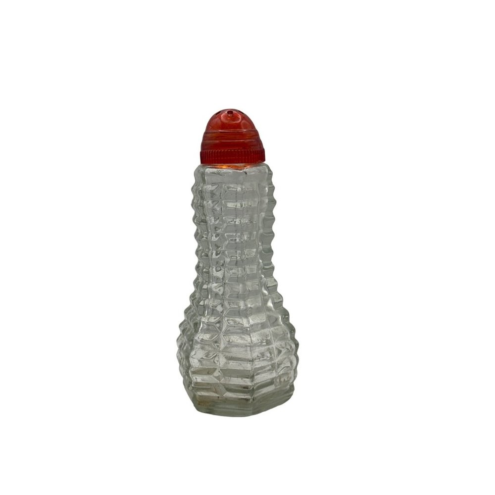 Retro Diner Shaker with Hexagonal Waffle Glass and Red Atomic Top Single Shaker
